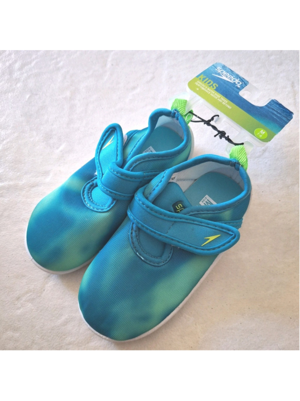 NWT SPEEDO Kids Water Shoes Boys Girls Swim Blue & Green Tie Dye Sz M 7-8 Youth